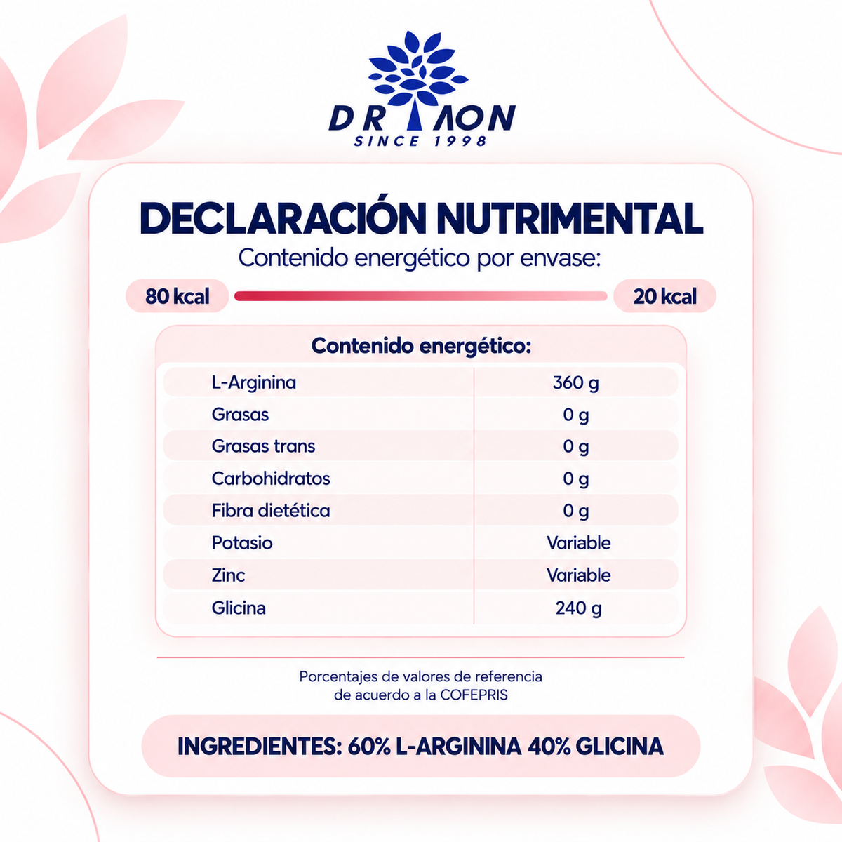 Suplemento  DR MON 600g L-ARGININA y GLICINA